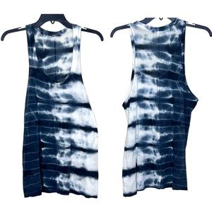 Monrow Tie Dye Tank Top size Large Blue White Black